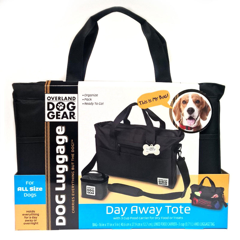 Black Overland Dog Gear Day Away Tote with Lined Food Carrier Puppy