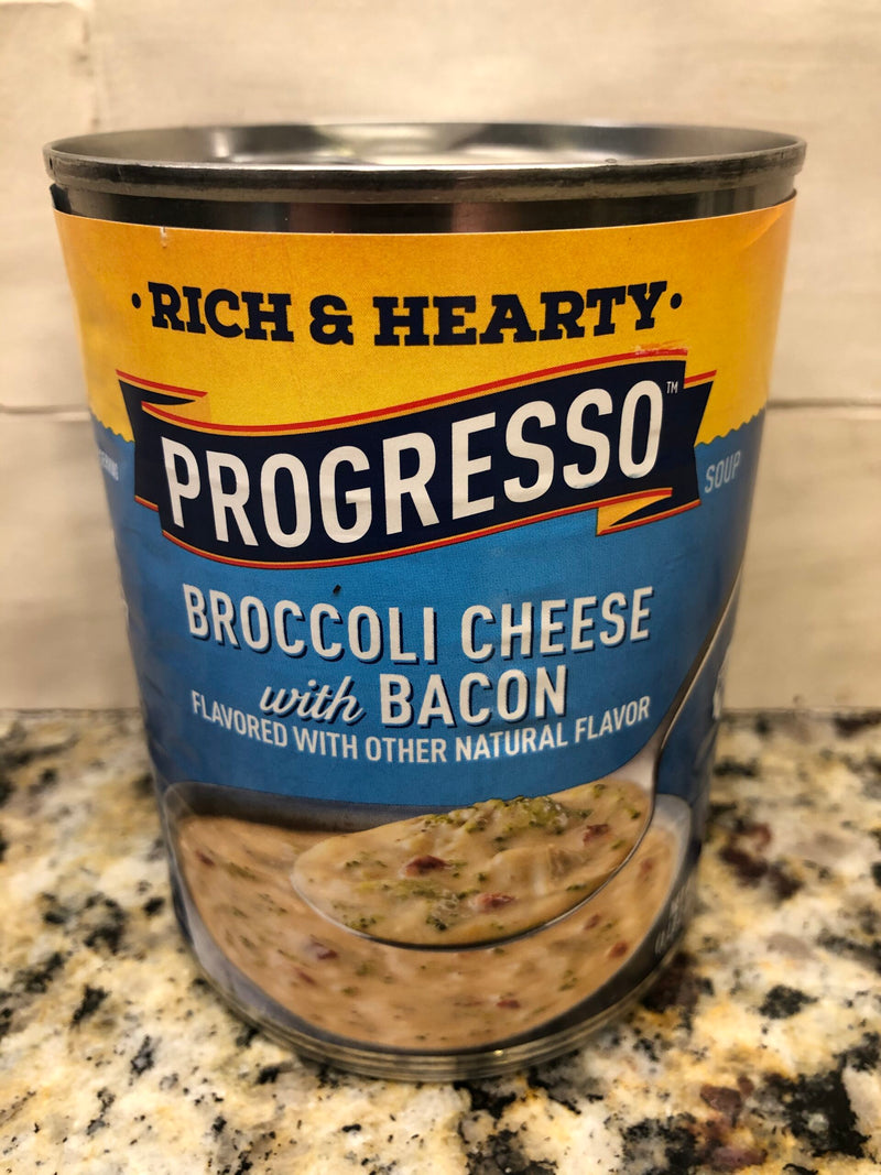 4 CANS Progresso Rich & Hearty Broccoli Cheese with Bacon Soup 18 oz Can