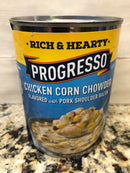 10 CANS Progresso Rich & Hearty Chicken Corn Chowder w/ Bacon Soup 18.5 oz Can