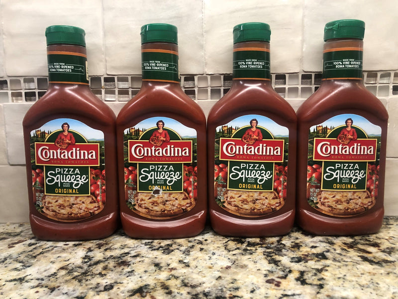 4 BOTTLES Contadina Pizza Squeeze Original Sauce 15 oz Jar Tomato Maker Pie