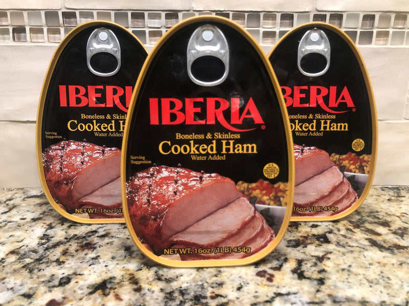 3 Iberia Boneless & Skinless Cooked Canned Ham 16oz (1LB.) dak picnic THREE