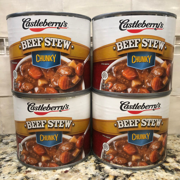 4 CANS Castleberry's Chunky Beef Stew 20 oz Can Soup Hash FREE SHIP