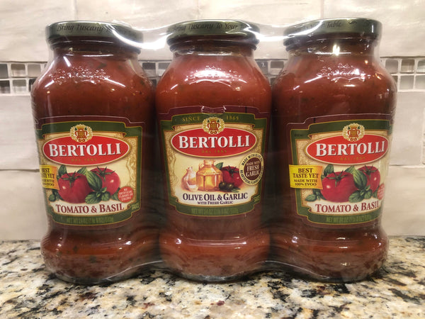 3 Jars Bertolli Olive Oil & Fresh Garlic Pasta Tomato Sauce Spaghetti