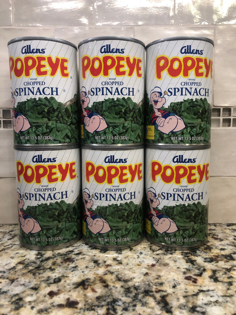 6 CANS Allens Popeye Chopped Spinach 13.5 oz Can Non-GMO Greens