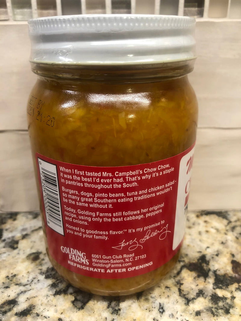 3 JARS Mrs Campbell's Hot Chow Chow Onion Pickle Relish Beans