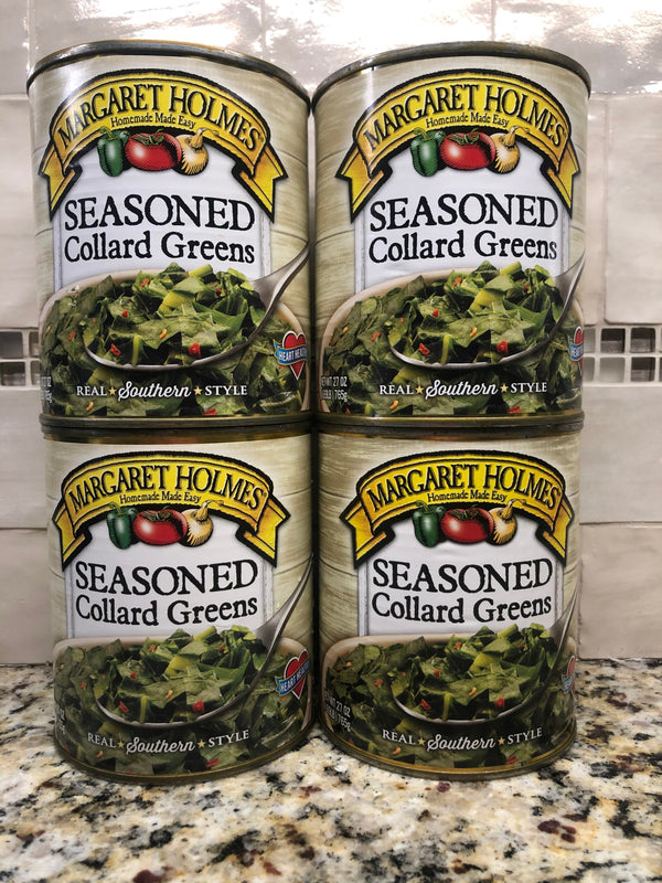 4 CANS Margaret Holmes Southern Style Seasoned Collard Greens 27 oz Can