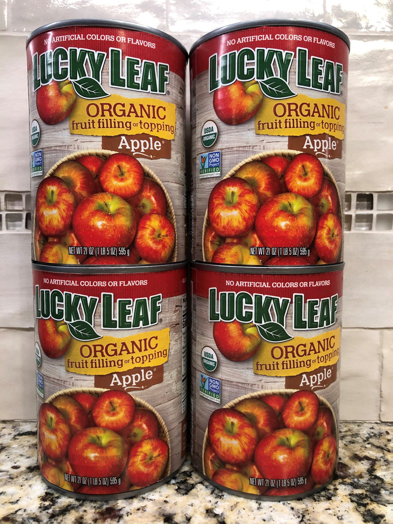 4 CANS Lucky Leaf Organic Apple Fruit Filling 21 oz Can Pie Turnover Topping