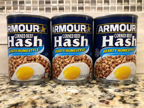 3 CANS Armour Hearty Homestyle Corned Beef Hash Sandwich Meat 14oz Stew