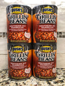 4 CANS Bush's Grillin' Baked Beans Southern Pit Barbeque 22 oz Navy White