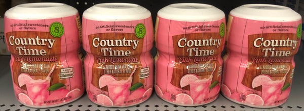 4 PACK Country Time Pink Lemonade Powder Flavored Drink Mix 19 oz Container