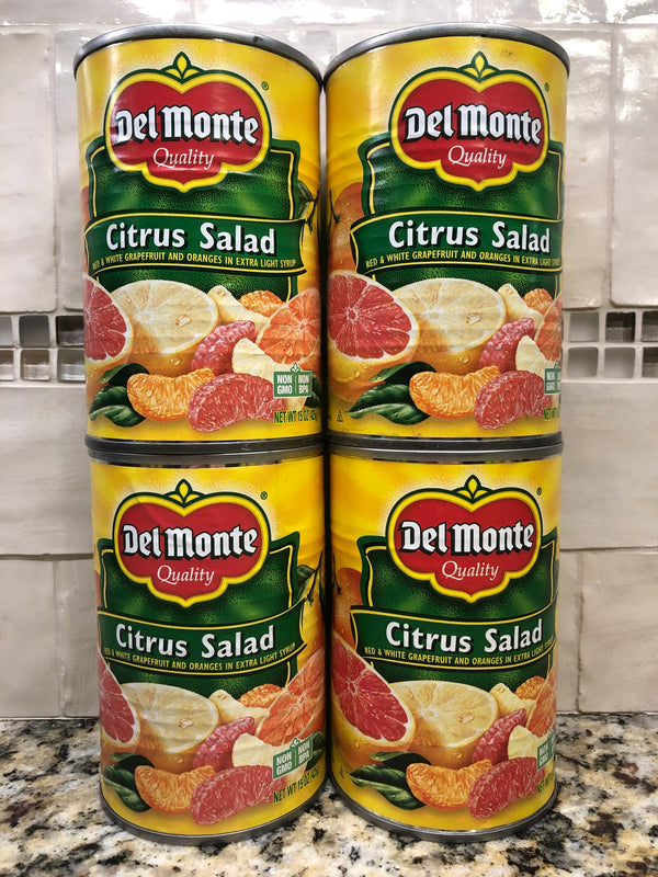 4 CANS Del Monte Orange Sections & Grapefruit in Light Citrus Salad 15 oz can