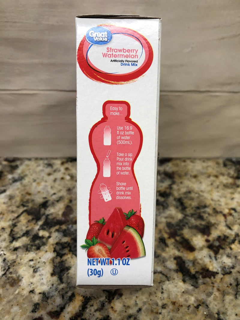 6 Boxes Great Value Strawberry Watermelon Drink Mix .77 oz 10 Ct Sugar Free