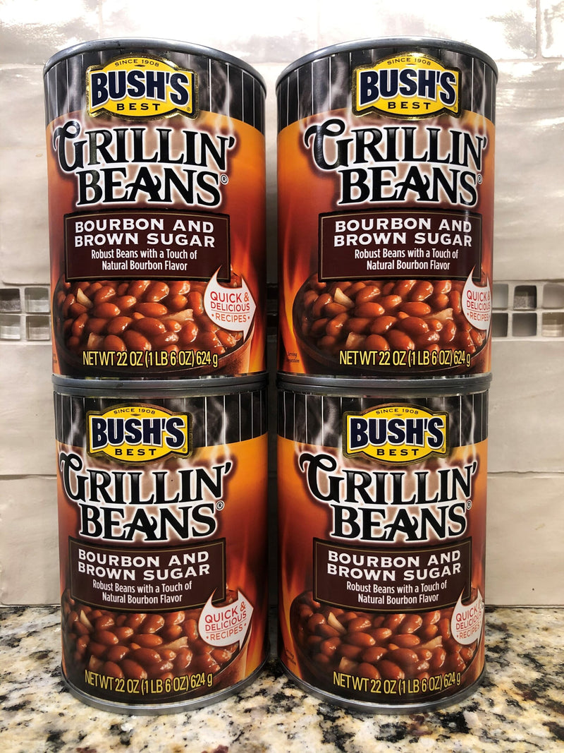 4 CANS Bush's Grillin' Baked Beans Bourbon & Brown Sugar 21.5 oz vegetarian