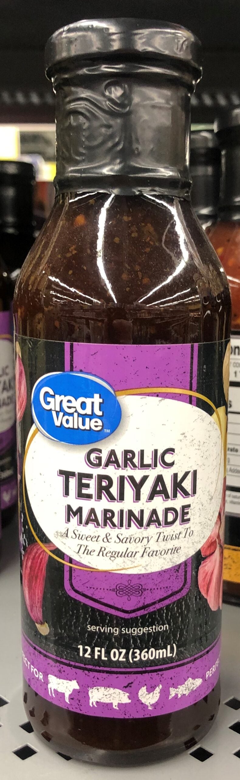 3 BOTTLES Great Value Garlic Teriyaki Marinade 12 oz beef pork chicken