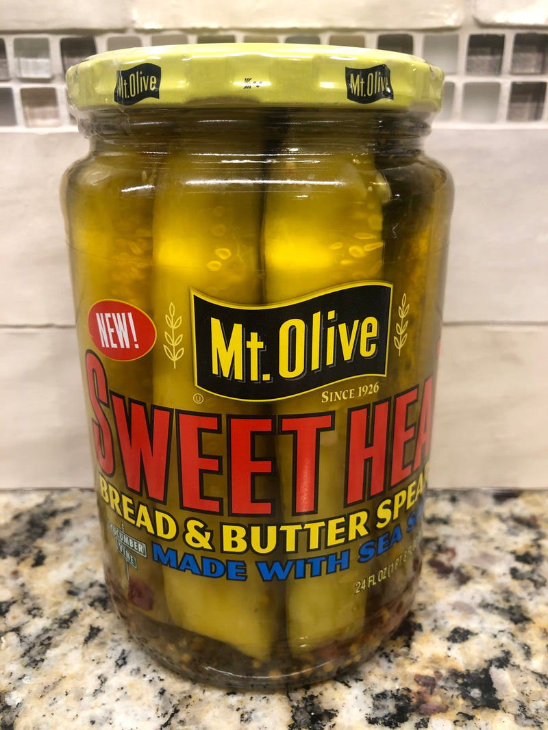 3 JARS Mount Olive SWEET HEAT Bread & Butter Pickle Spears 16 oz Sea Salt