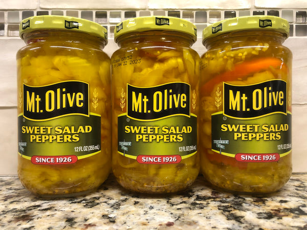 3 JARS Mount Olive Sweet Salad Peppers 12 oz Mt Pickle Banana Onions