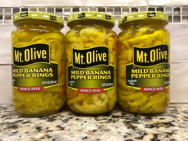 3 JARS Mount Olive Mild Banana Pepper Rings 12 oz Mt Pickle Sub Sandwich