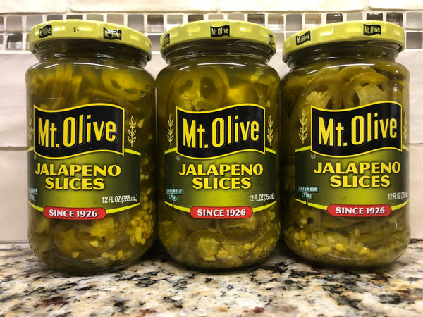 3 JARS Mount Olive Jalapeno Slices Peppers 12 oz Mt Pickles Nachos Cornbread