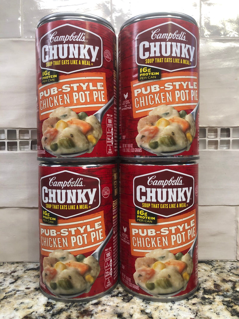 4 Campbell's CHUNKY Pub Style Chicken Pot Pie Soup 18.8 oz Cans FREE SHIP