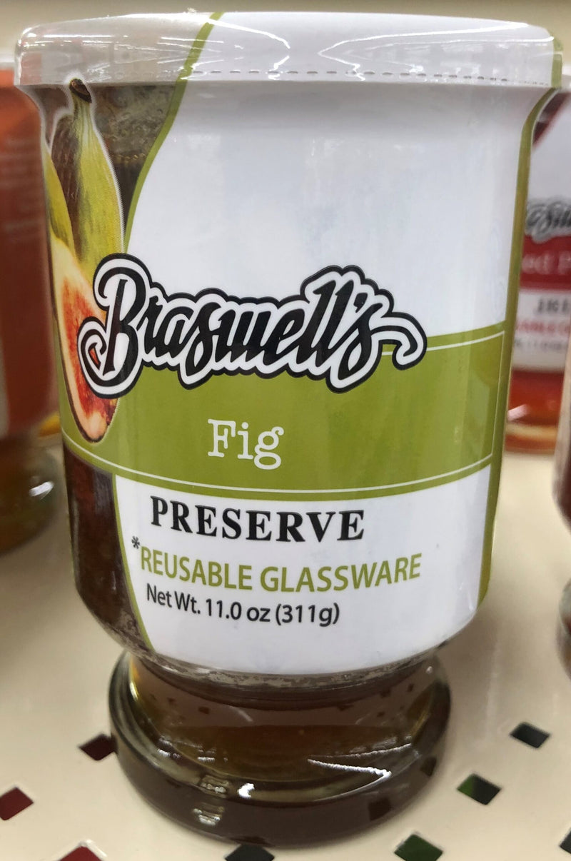 Braswell's Fig Preserves 11 oz Jar with Leave Jam Jelly Useable Cup