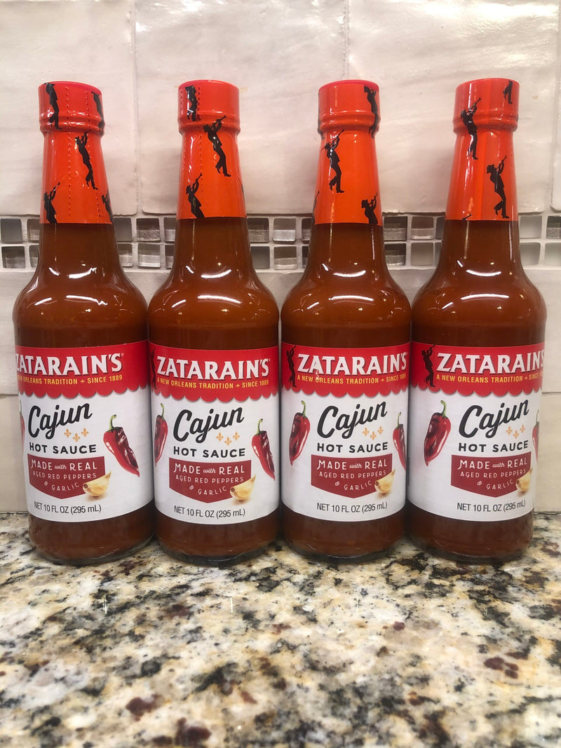 4 BOTTLES Zatarain's Cajun Hot Sauce 10oz Barbecue Fish Louisiana Pork