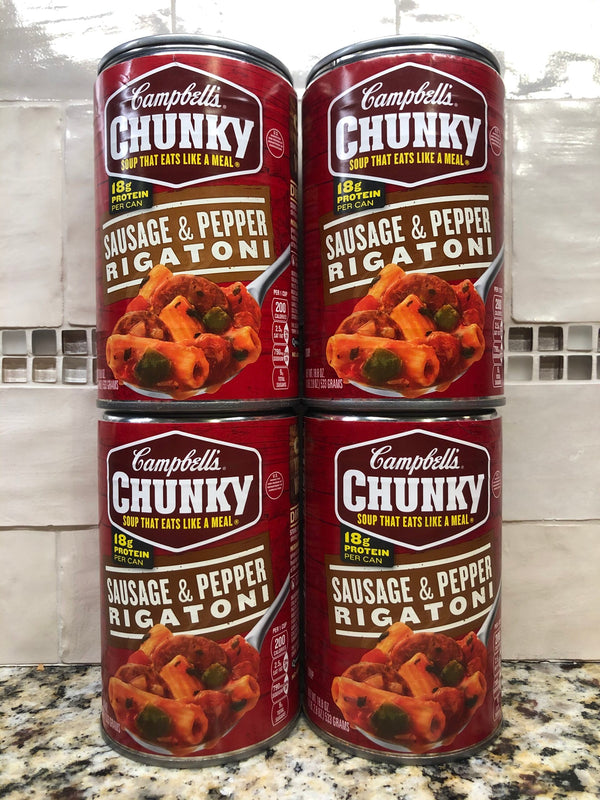 4 Campbell's CHUNKY Sausage & Pepper Rigatoni Soup 18.8 oz Cans