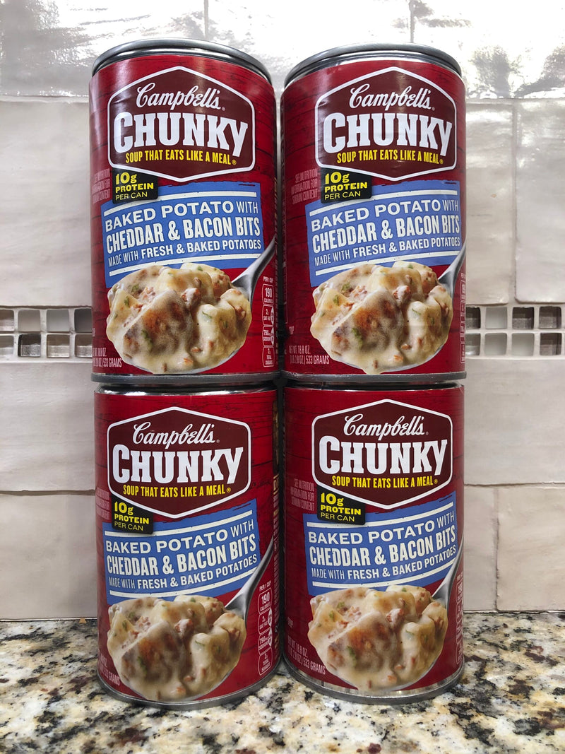 4 Campbell's CHUNKY Baked Potato with Cheddar & Bacon Bits Soup 18.8 oz Cans