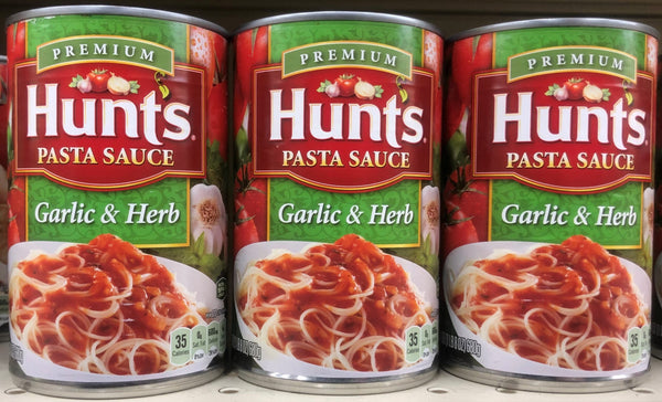 3 CANS Hunt's Roasted Garlic & Herb Spaghetti Pasta Sauce Tomato 24 Oz