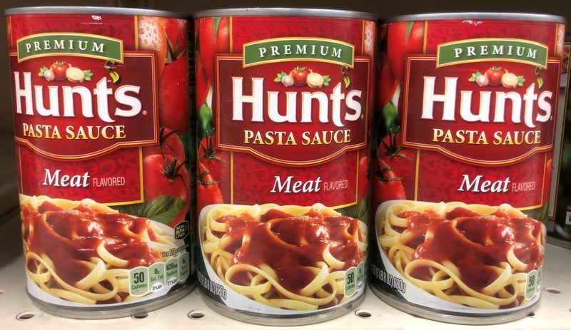 3 CANS Hunt's Meat Flavored Spaghetti Pasta Sauce 100% Natural Tomato 24 Oz