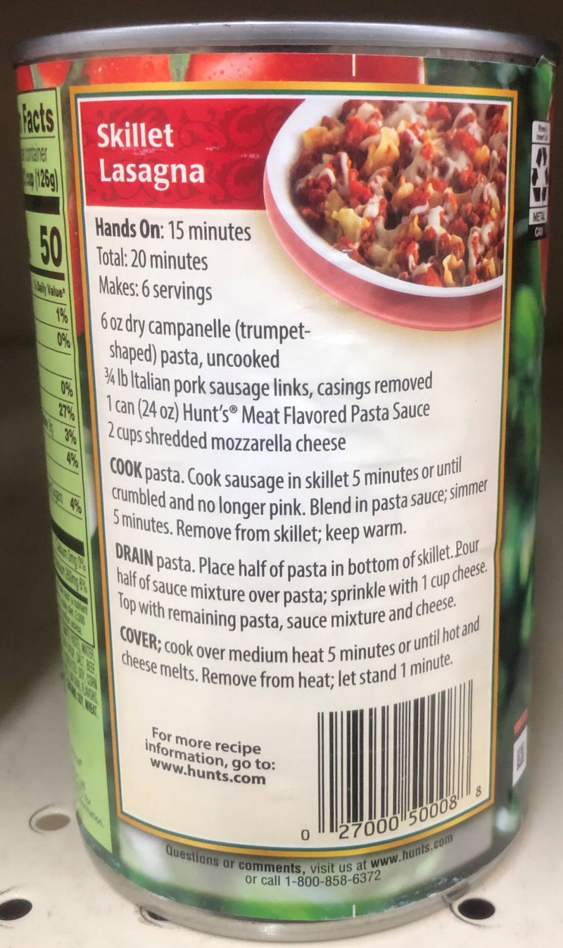 3 CANS Hunt's Meat Flavored Spaghetti Pasta Sauce 100% Natural Tomato 24 Oz