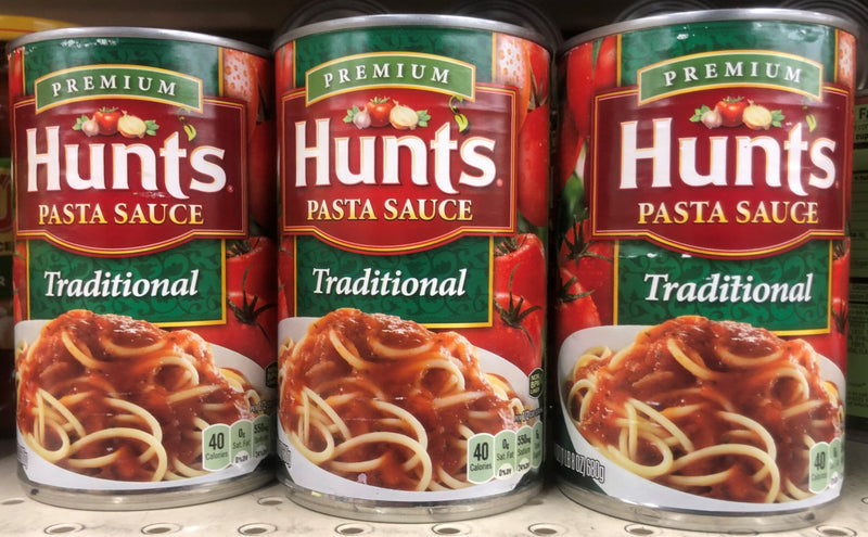 3 CANS Hunt's Traditional Spaghetti Pasta Sauce 100% Natural Tomato 24 Oz