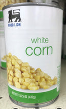 6 CANS of Food Lion White Corn 15.25 oz Can Whole Kernel Vegetable