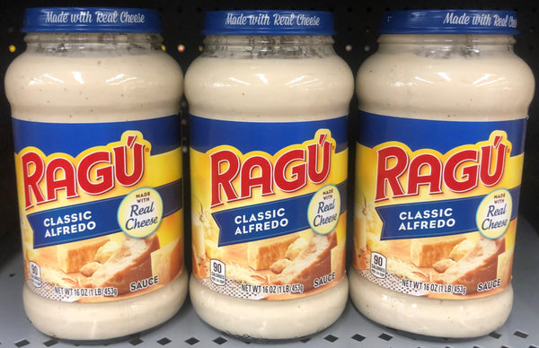 3 JARS Ragu Classic Alfredo Sauce 16 oz Jar Spaghetti Pasta Creamy Cheese Ragu