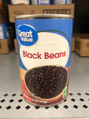 6 CANS Great Value Black Beans 15.5 oz Can Vegetable Frijoles Negros