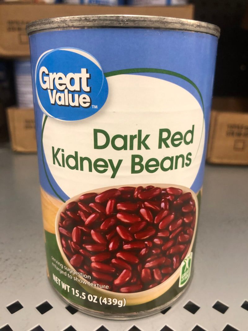 6 CANS Great Value Dark Red Kidney Beans 15.5 oz Can Vegetable Chili