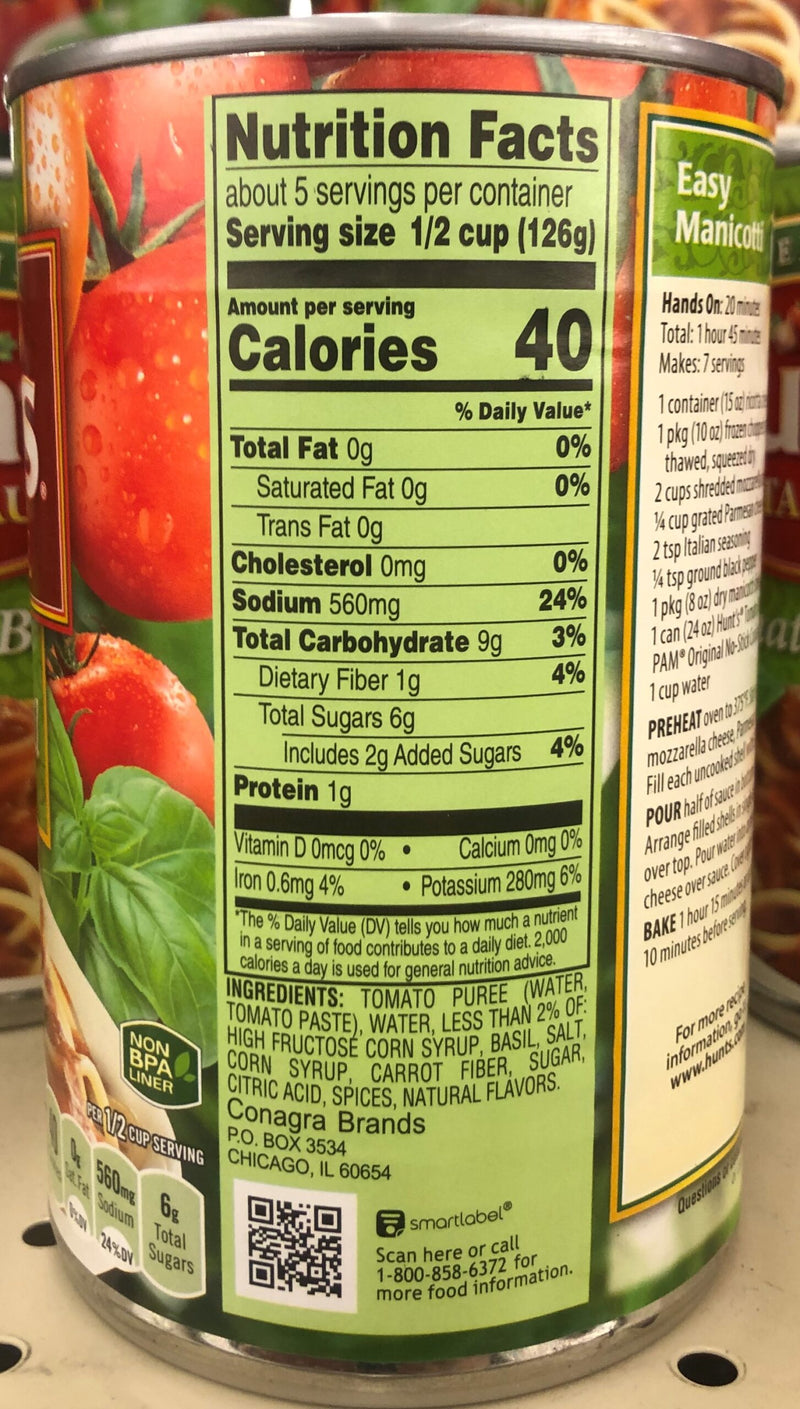 3 CANS Hunt's Tomato Basil Spaghetti Pasta Sauce 100% Natural 24 Oz