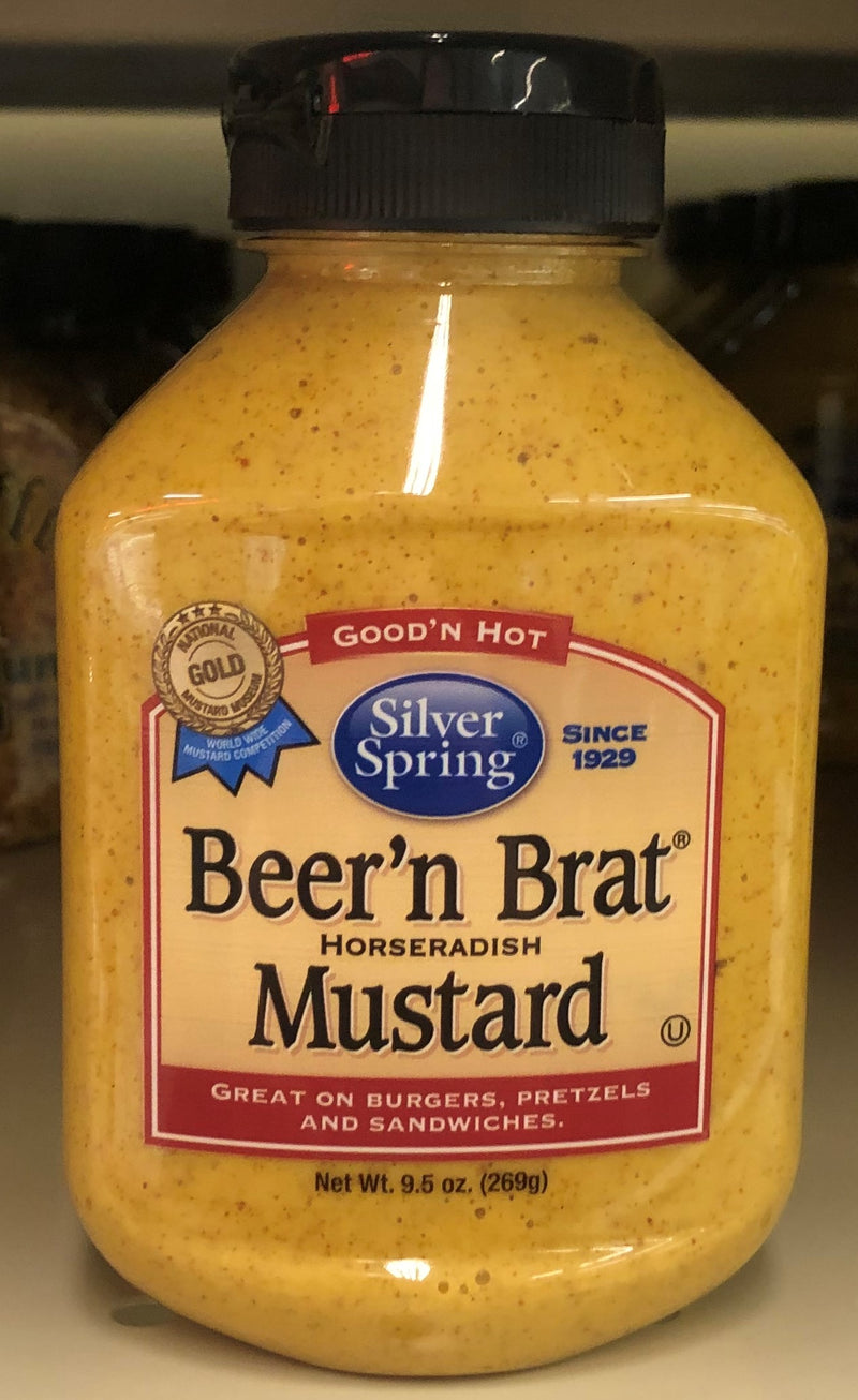 FOUR BOTTLES Silver Spring Squeeze Beer n Brat Mustard 9.5 oz Hot Spicy