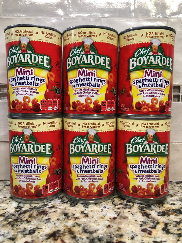 6 CANS Chef Boyardee Mini Spaghetti Rings and Meatballs Pasta 15 Oz Can