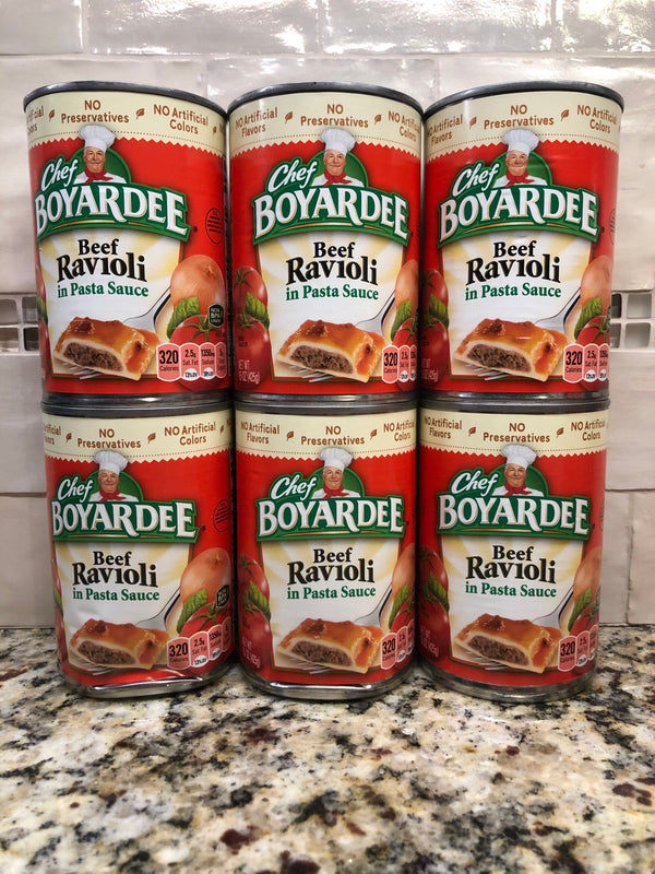 6 CANS Chef Boyardee Beef Ravioli in Tomato Sauce 15 Oz Can Pasta