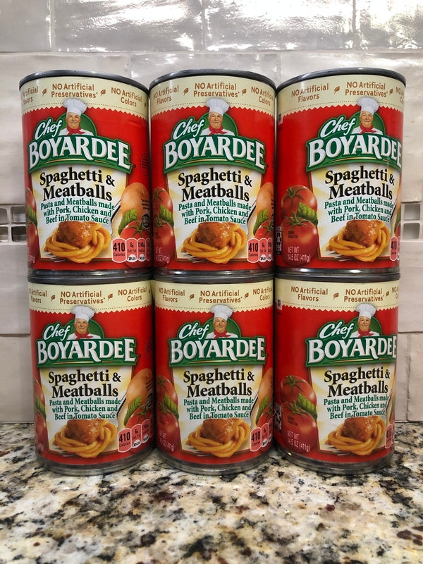 6 CANS Chef Boyardee Spaghetti and Meatballs 14.5 Oz Can Pasta Tomato Sauce