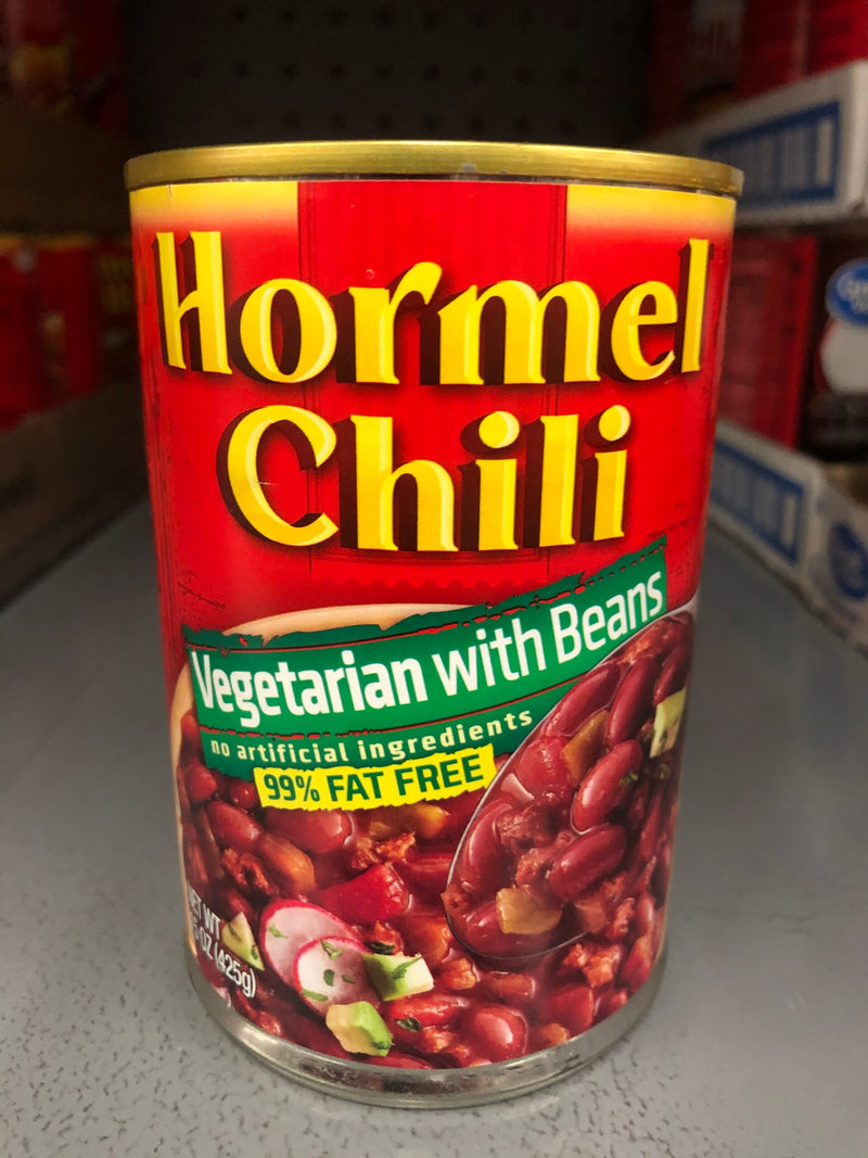 Hormel Chili Vegetarian with Beans 15 oz Can Sauce 99% fat free Dip Bowl