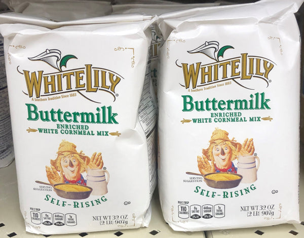 2 BAGS White Lily Buttermilk Enriched White Cornmeal Mix Self-Rising 2 lb Bag