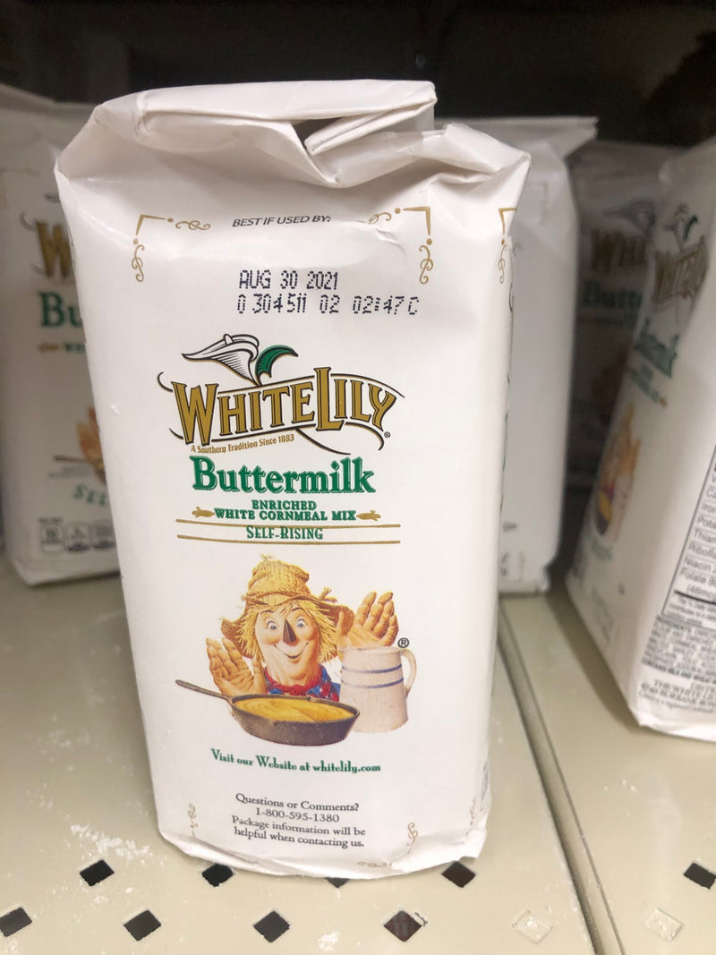 2 BAGS White Lily Buttermilk Enriched White Cornmeal Mix Self-Rising 2 lb Bag