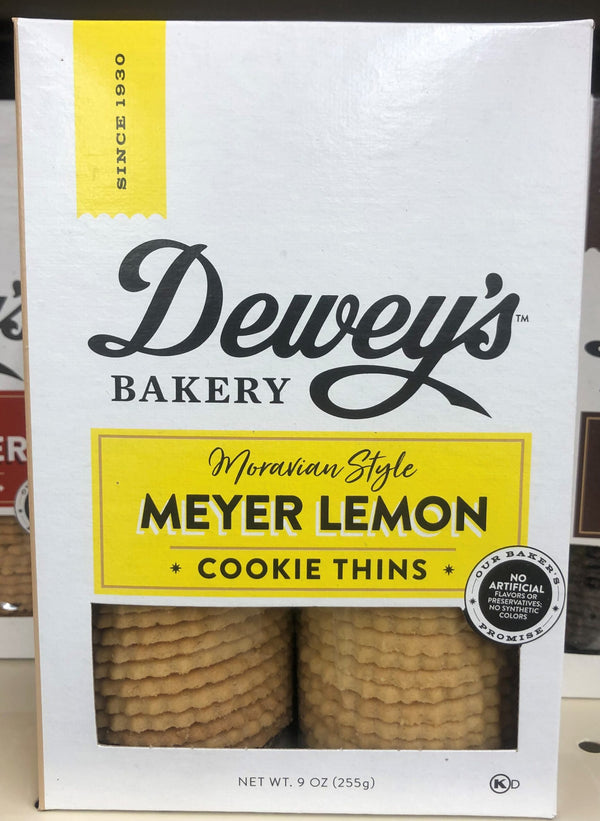 Deweys Bakery Moravian Style Meyer Lemon Cookie Thins 9 oz Box