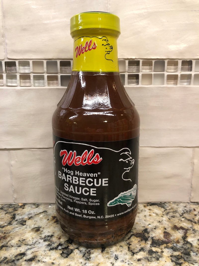 3 BOTTLES Wells Hog Heaven Barbecue Sauce 18oz BBQ Pork Beef Rib Fat Free NC