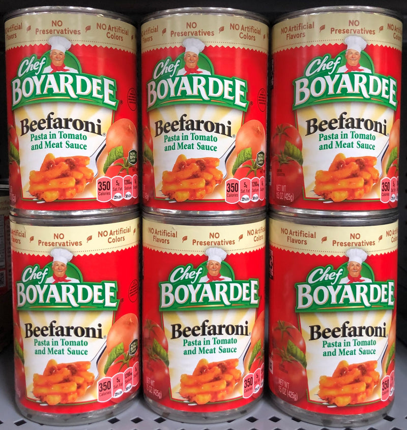 6 CANS Chef Boyardee Beefaroni Pasta in Tomato and Meat Sauce 15 Oz Can