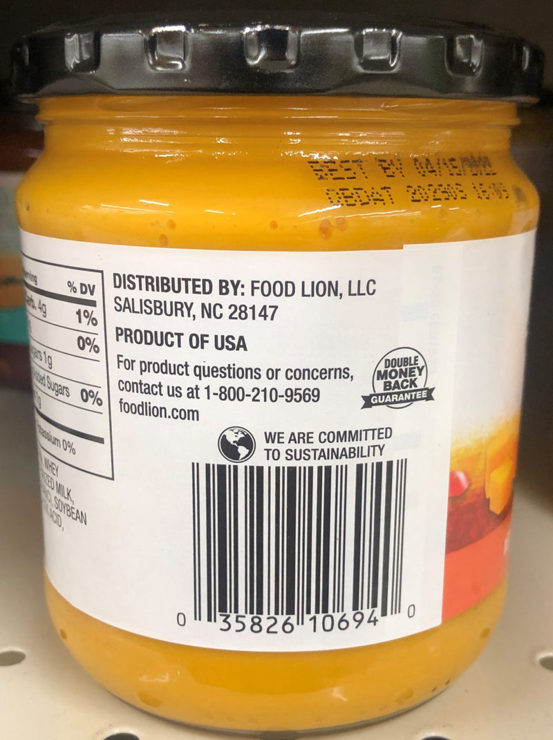 Food Lion Salsa Con Queso 16 oz Jar Cheese Dip Pepper Chips