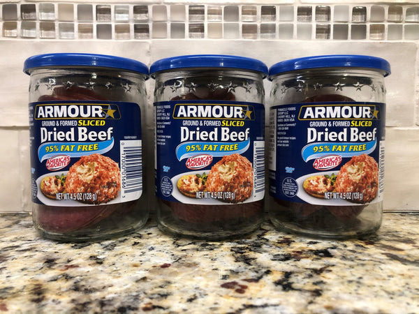 3 JARS Armour Star Chipped Sliced Beef Dried 4.5 oz Glass Jar Gravy SOS