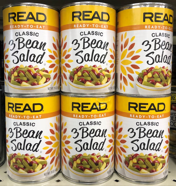 6 CANS Read Ready to Eat 3 Beans Salad 15 oz Can Green Kidney Wax Beans