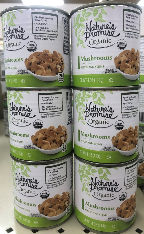 6 CANS Nature's Promise Organic Mushroom Stems & Pieces 4 oz Can Vegetable